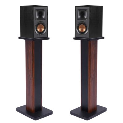 28" Bookshelf Speaker Stands Pair Surround Sound Home Theater Desktop Speaker Stands for Under 15" Desk Speakers Medium&Small Speakers Studio Monitor(Yellow Sandalwood)