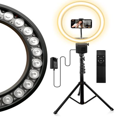 AGOGO 12'' LED Ring Light with Tripod Stand and Phone Holder, 24W High Power LED Bulb,Selfie Halo Light for Photography/Makeup/Vlogging/Live Streaming