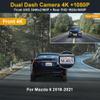 Fitcamx Front 2160P+Rear 1080P Dash Cam Adapts for Mazda 6 2018-2021 (No Sunroof), OEM Factory Look, 2 Way HD Video, Built-in WiFi & APP, Loop Recording, Parking Sensor, Easy to Use, 128GB Card view 2