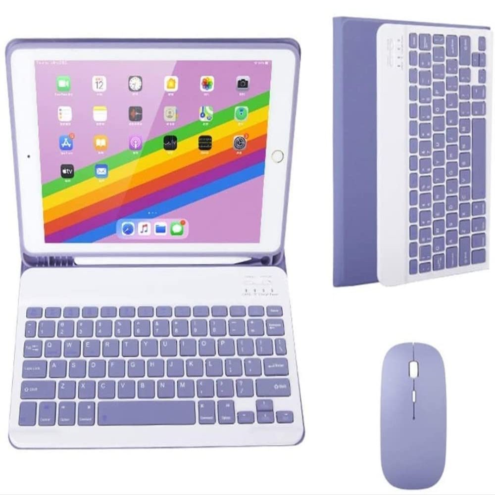 YEEHi Keyboard Case Mouse for iPad Air 11 inch M3/M2, iPad Air 5th Generation Air 4th Gen 10.9 inch Color Keyboard Case Mouse Cute Removable Keyboard Cover,Purple