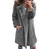 HINDOLA Women's Long Jacket Winter Faux Fur Coats Warm Fleece Lapel Open Front Coat Outwear Jackets with Pockets view 1