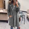 HINDOLA Women's Long Jacket Winter Faux Fur Coats Warm Fleece Lapel Open Front Coat Outwear Jackets with Pockets view 2