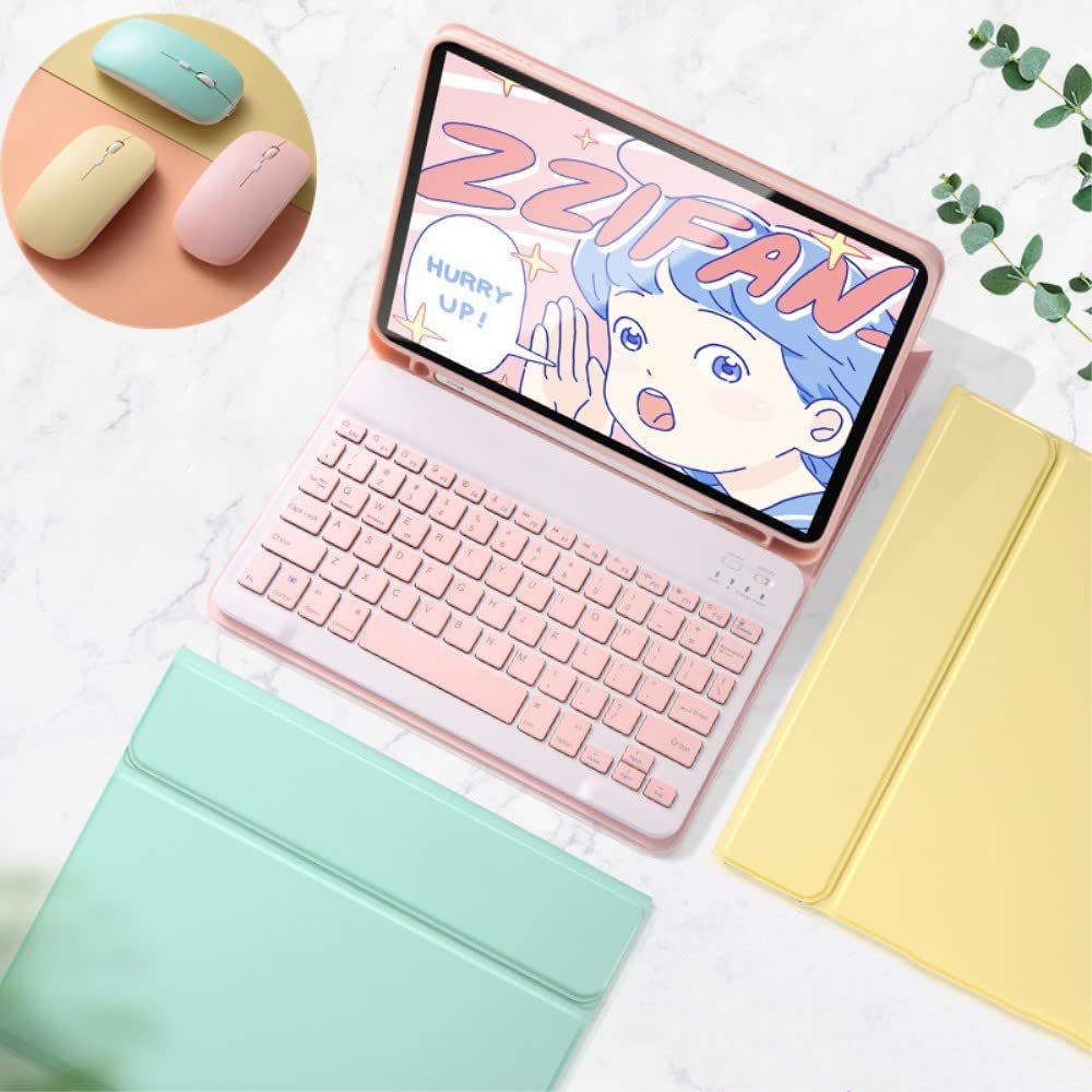 YEEHi Color Keyboard for iPad Mini7 (A17 Pro)/ Mini 6 Keyboard Case with Mouse Cute Detachable Wireless Bluetooth Keyboard Cover for iPad mini 6th/7th Generation 8.3 Inch,Yellow