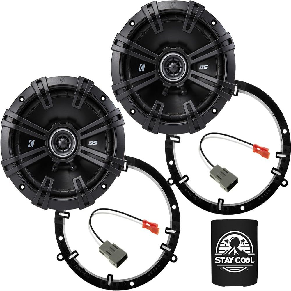 KICKER Speakers 6.5 inch for Honda Civic 2001-2005 Upgrade Kit - Pair of DS Series with Adapters and Harness, Coaxial 6 1/2 Car Audio Front Door Speaker DSC650, 43DSC6504