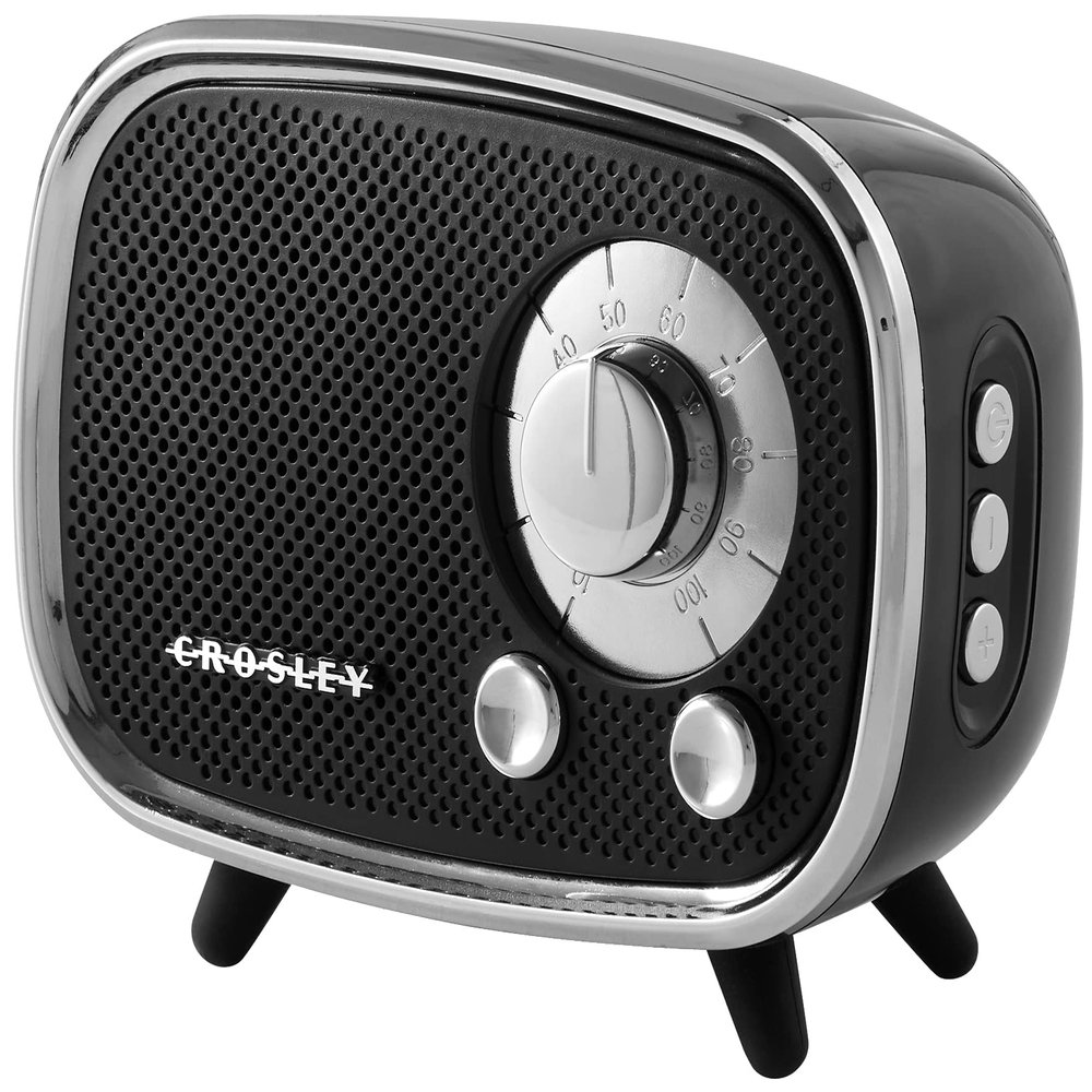 Crosley CR3039A-BK Rondo Retro Portable Rechargeable Bluetooth Speaker, Black