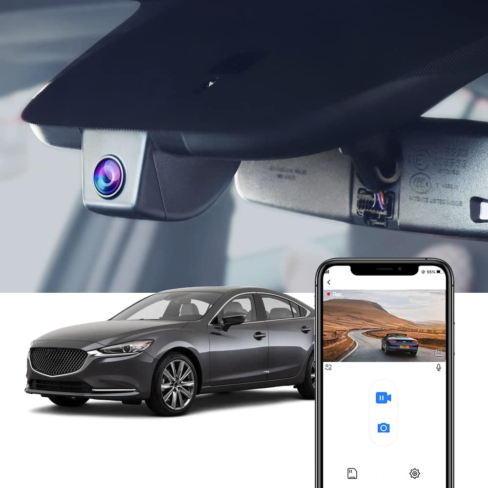 Fitcamx 4K Dash Cam Suitable for Mazda 6 2018-2021 (No Sunroof) HD2-6236, Integrated OEM Look, UHD 2160P Video Quality, Built-in WiFi & APP, Loop Recording, Parking Sensor, Plug & Play, 64GB Card