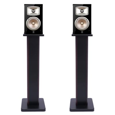 28" Bookshelf Speaker Stands Pair Surround Sound Home Theater Desktop Speaker Stands for Under 15" Desk Speakers Medium&Small Speakers Studio Monitor(Black Walnut)