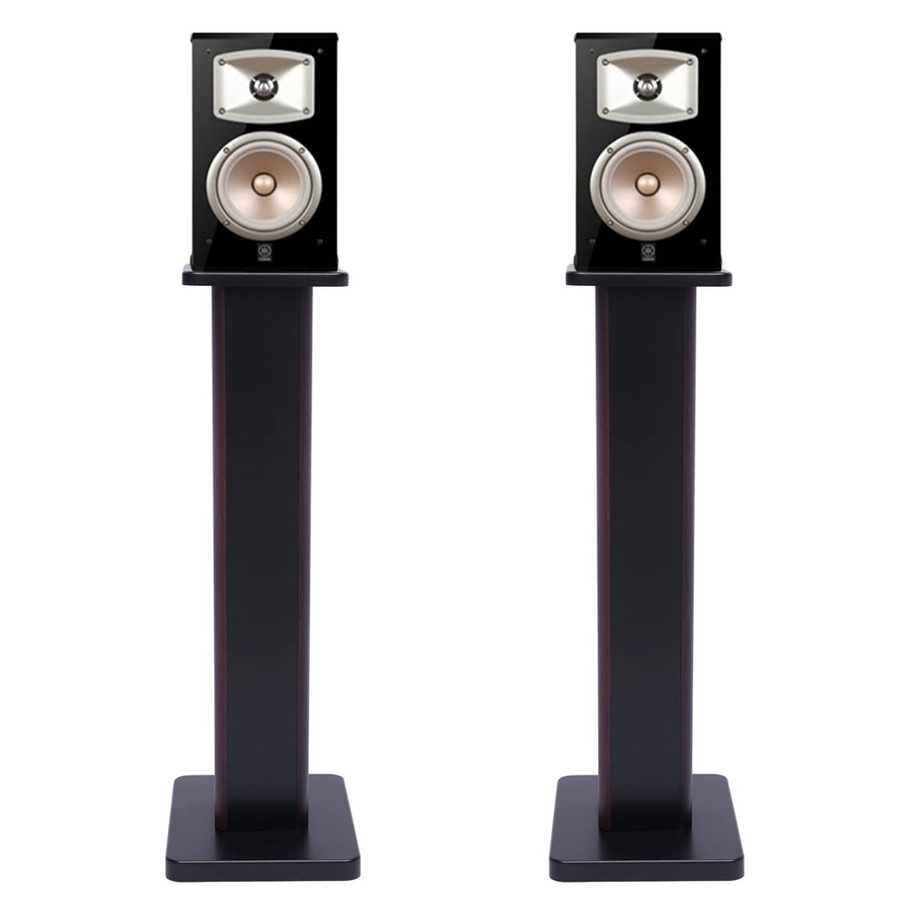 28" Bookshelf Speaker Stands Pair Surround Sound Home Theater Desktop Speaker Stands for Under 15" Desk Speakers Medium&Small Speakers Studio Monitor(Black Walnut)