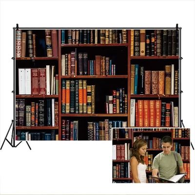 DASHAN 8x6ft Polyester Bookshelf Backdrop Back to School Vintage Library Bookcase Online Teaching Office YouTube Video Antique Teacher Student Photography Background School Graduation Photo Prop