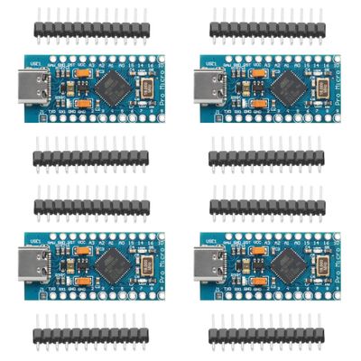 4pcs Pro Micro ATMega32U4 for Leonardo 5V 16MHz Development Board Micro-Controller Board Compatible with Arduino IDE with 2 Row Pin Header Replace ATmega328 Pro Mini