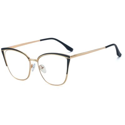 helena Metal Chic Style Reading Glasses for Women Blue Light Blocking Cute cat eye Computer Clear Lens Readers Spring Hinge (black, 1, multiplier_x)