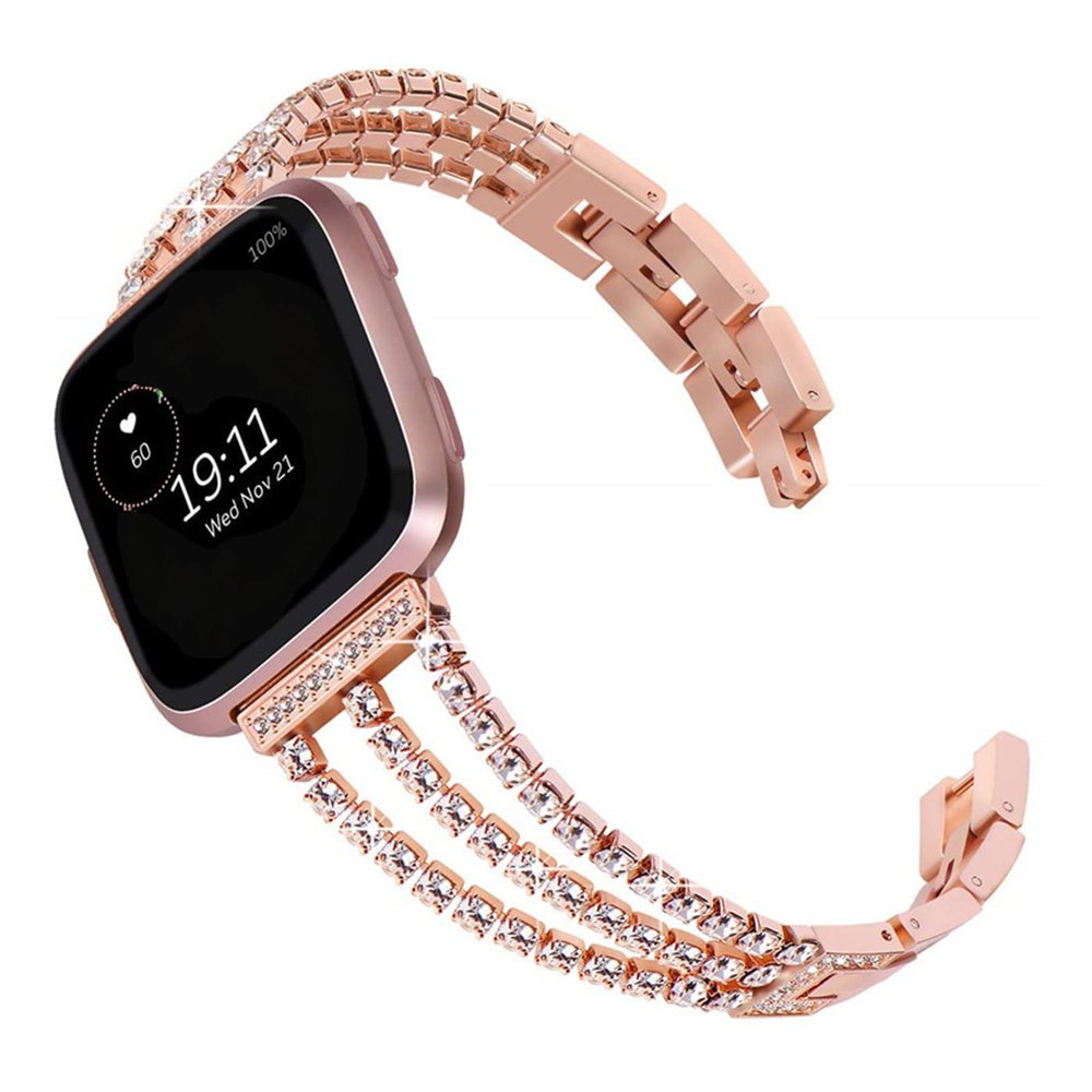 Metal bands Compatible with Fitbit Versa 3Versa 2Versa Bands Women,Adjustable Diamond Metal Elegant style Strap Replacement Compatible with Fitbit Versa 3Sense Women (versa 3, Rose Gold)