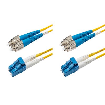 SpeedyFiberTX 2-Pack 125 Meter FC/U to LC/U Fiber Patch Cable, Corning SMF-28 Singlemode 9/125um Ultra Optical Fiber, OS1/OS2 Compatible, Duplex Yellow Riser OFNR Cable Jacket