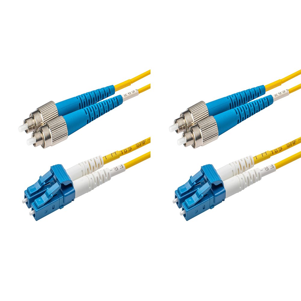 SpeedyFiberTX 2-Pack 125 Meter FC/U to LC/U Fiber Patch Cable, Corning SMF-28 Singlemode 9/125um Ultra Optical Fiber, OS1/OS2 Compatible, Duplex Yellow Riser OFNR Cable Jacket