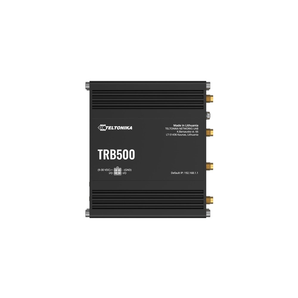 Teltonika TRB500000000 Model TRB500 Industrial 5G Gateway; Speeds of up to 1 Gbps; Auto APN; 2x Inputs/Outputs; For use in Europe, Middle East, Africa, Oceania, Brazil; Not for use in USA