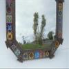21" PUNCHED TIN MIRROR octagonal mixed talavera tiles mexican folk art view 3