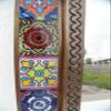21" PUNCHED TIN MIRROR octagonal mixed talavera tiles mexican folk art view 4