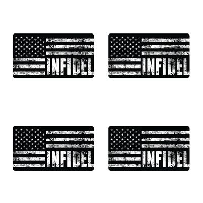 Hard Hat Infidel USA Black Flag 4 Pack Stickers