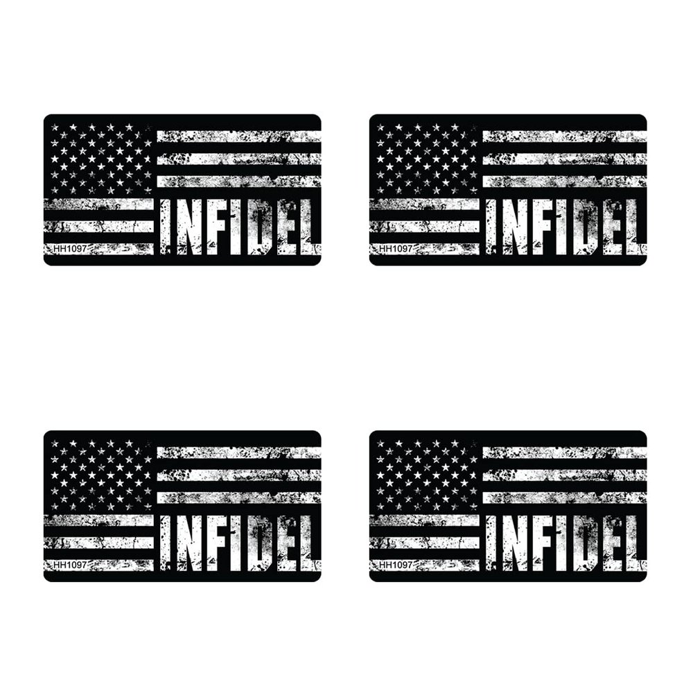 Hard Hat Infidel USA Black Flag 4 Pack Stickers