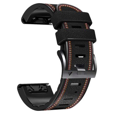 Abanen Quick Fit Watch Bands for Garmin Feinx 8 / epix Pro/Tactix 8 (51mm), Fiber Leather with Silicone Lining Stitches Soft Sweat-proof Strap for Enduro,Tactix Delta,Fenix 7X /6X/5X (Black)