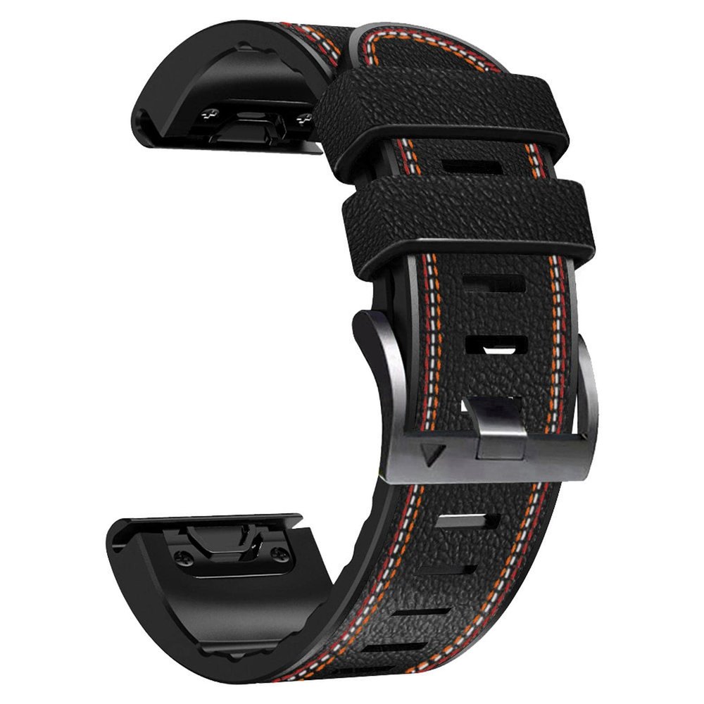 Abanen Quick Fit Watch Bands for Garmin Feinx 8 / epix Pro/Tactix 8 (51mm), Fiber Leather with Silicone Lining Stitches Soft Sweat-proof Strap for Enduro,Tactix Delta,Fenix 7X /6X/5X (Black)