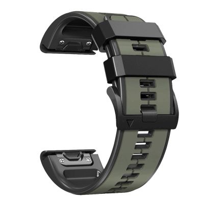 Abanen Quick Fit 22mm Silicone Watch Bands for Garmin Forerunner 955,Fenix 7,epix 2,Fenix 6,Fenix 5, Soft Sport Bicolor Waterproof Wristband Strap for Gramin Instinct 2 Solar/Instinct (Green-Black)