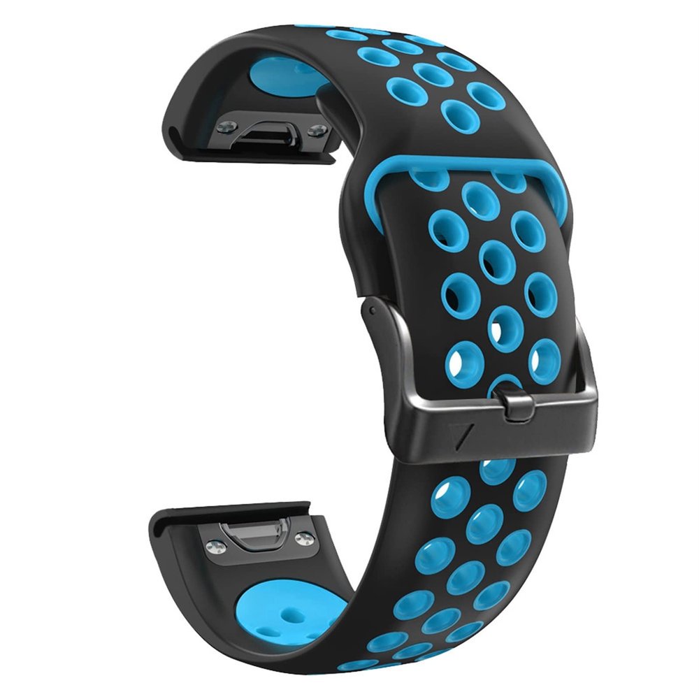 CZKE 26mm Smart Watch Silicone Watchbands for Garmin Quickfit Watch Band (Color : Black Blue, Size : 22mm)