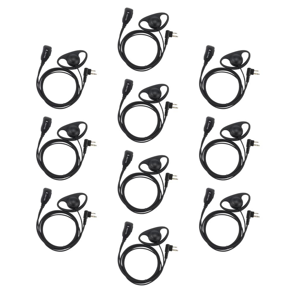 LSENG D-Type 2 Pin Two Way Radio Earpiece with Microphone and PTT Compatible Motorola Radio CP200 CP200d GP2000 CLS1110 CLS1410 CLS1413 CLS1450 (10 Pack)