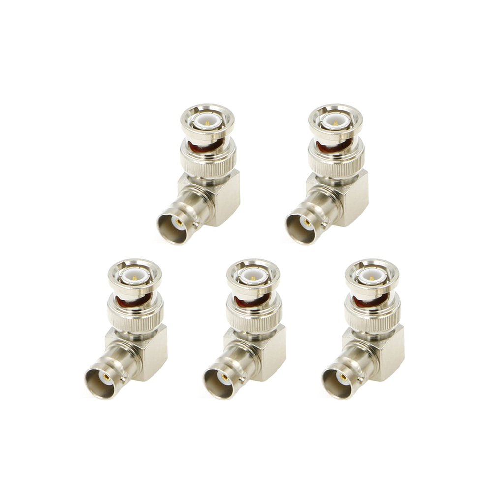 Alvin's Creativity Alvins Male to BNC Female Right Angle Connectors, 5 Pack BNC Connectors for Security Cameras|Extension Cable