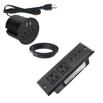 Desk Power Strip with USB, Recessed Mounted Desktop Power Outlet Power Grommet