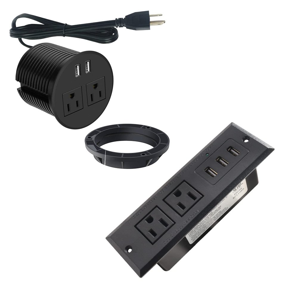 Desk Power Strip with USB, Recessed Mounted Desktop Power Outlet Power Grommet