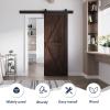 FREDBECK 30in x 84in Brown Barn Door with 5ft (60inch) Barn Door Hardware Track Kit and Handle Included, Double Surfaces,Simple Assembly is Required,K-Frame,Coffee view 2