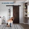 FREDBECK 30in x 84in Brown Barn Door with 5ft (60inch) Barn Door Hardware Track Kit and Handle Included, Double Surfaces,Simple Assembly is Required,K-Frame,Coffee view 4