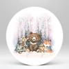 FiVan Baby Shower Backdrop 7.5x7.5ft Forest Animals Woodland Animals, First Birthday Round Background Elastic Cotton Polyester No Crease Washable Thickened Fabric view 1