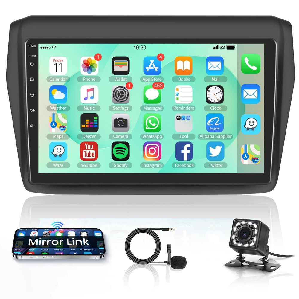 Rimoody Car Stereo for Suzuki Swift 2017 2018 2019 2020 Android Radio with GPS Navigation, 9 Inch Touch Screen Car Radio with Bluetooth FM WiFi Mirror Link + Backup Camera