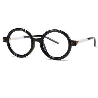 bullabulling Retro round Reading Glasses For Women Blue Light Blocking Oversized Eyeglass Frames Large lens (black white, 4.0, multiplier_x)