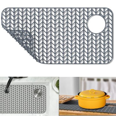 JIUBAR Sink Protectors for Kitchen Sink 12" 13" 16" 18" 19" 24" 26" 28" 29" 30" Silicone Sink mat| Silicone Kitchen Sink Mat Grid for Bottom of Farmhouse Stainless Steel(28.6"x 14.5"Gray)