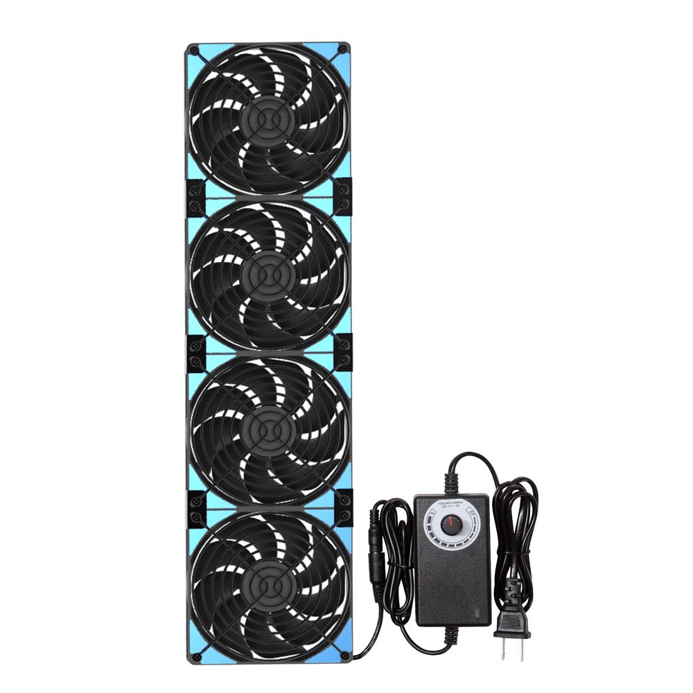 120mmx4 480mm Adjustable Computer PC Vent Fans 3-12V Speed Controller for Flexible Arrange Chicken Coop Rack Space Window Wall Cabinet Server Mining Rig Exhaust Cooling