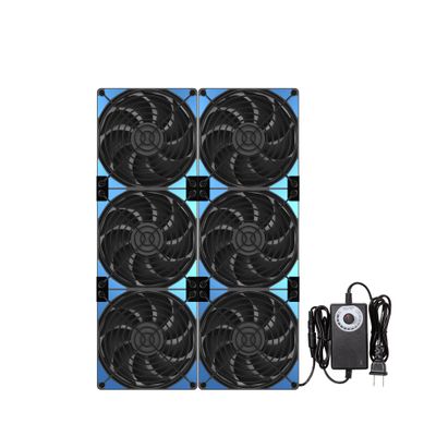 120mmx6 720mm Adjustable Computer PC Box Vent Fans 3V-12V Speed Controller for Flexible Arrange Cabinet Rack Space Window Wall Server Mining Rig Chicken Coop Exhaust Cooling