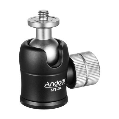 Andoer MT-04 Mini Ball Head 360 Degree Panoramic Ball Head with Standard 1/4 Screw for DSLR Camera Mounting Light Stand Tripod Monopod Professional Photography Accessories