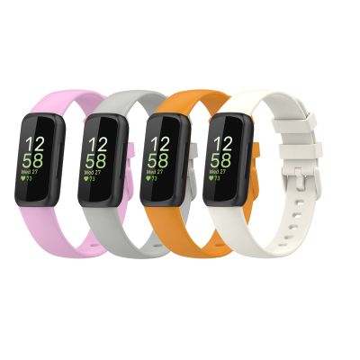 4Pack Replacement Bands Compatible for Fitbit Inspire 3 Adjustable Accessory Soft Silicone Colorful Sport Wristband for Inspire 3 for Women Men (Pink&Gray&Orange&Beige)