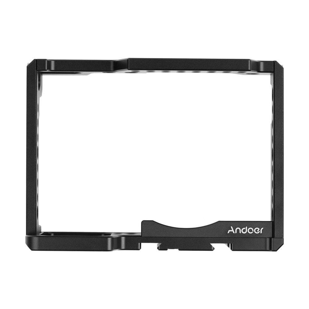 Andoer Professional Video Accessories Full Frame Camera Cage Aluminum Alloy Camera Case Bracket with Extension Thread Holes Cold Shooting Equipment