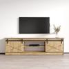 Meble Furniture Granero 01 Modern TV Stand - Stylish Rectangular High-Gloss TV Stand with Storage Space - Media Entertainment Center Console Table for TV Up to 90" - Oak view 1