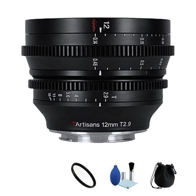 7artisans 12mm T2.9 APS-C Frame Large Aperture 100 Wide Angle Cine Lens Film Lens Manual Lens for Sony E-Mount Mirrorless Cameras A6300 A6400 A6500 A6600 ZVE10 A7SII A7RIII A7RIV A7SIII FX3