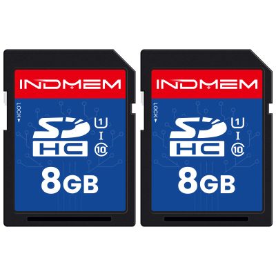 INDMEM SD Card 8GB 2 Pack UHS-I U1 Class 10 8G SDHC Flash Memory Card Compatible with Digital Camera, Computer, Trail Cameras