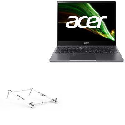 BoxWave Stand and Mount Compatible with Acer Spin 5 (SP513-55N) - Pocket Aluminum Stand 3-in-1, Portable Multi Angle Viewing Riser - Metallic Silver
