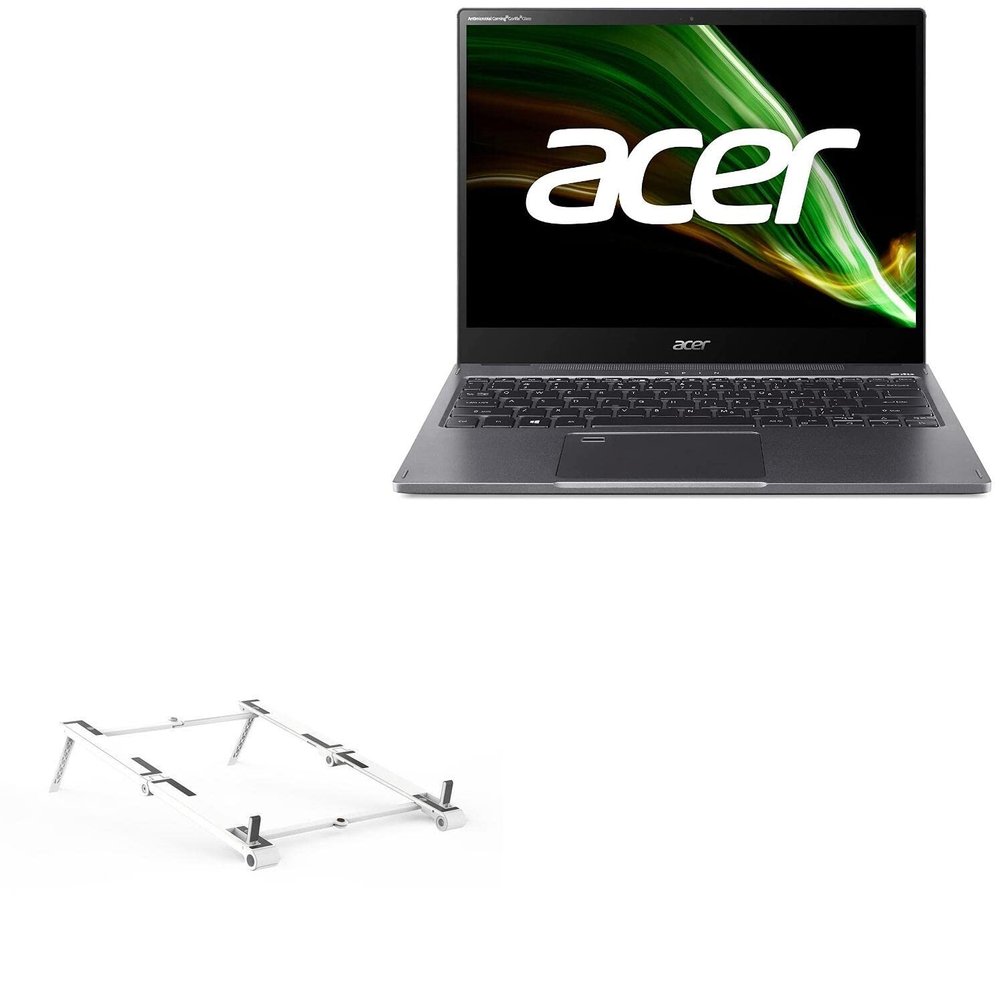 BoxWave Stand and Mount Compatible with Acer Spin 5 (SP513-55N) - Pocket Aluminum Stand 3-in-1, Portable Multi Angle Viewing Riser - Metallic Silver