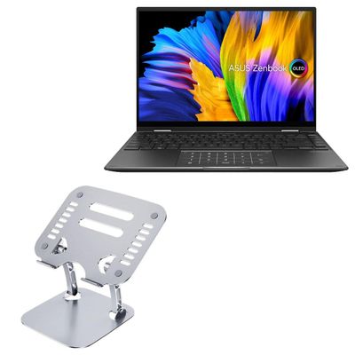 BoxWave Stand and Mount Compatible with ASUS ZenBook 14 Flip (UN5401) - Executive VersaView Laptop Stand, Ergonomic Adjustable Viewing Angle Metallic Riser - Metallic Silver