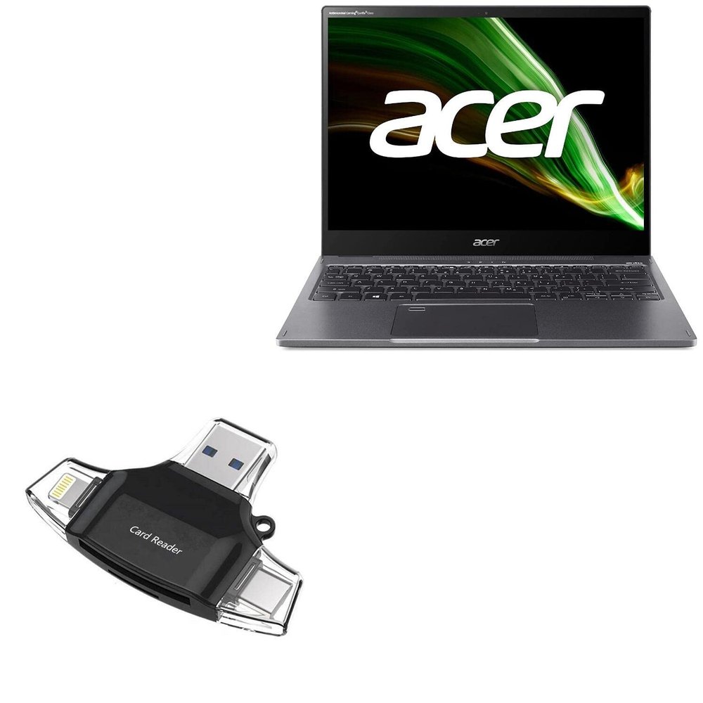 BoxWave Smart Gadget Compatible with Acer Spin 5 (SP513-55N) - AllReader SD Card Reader, microSD Card Reader SD Compact USB - Jet Black