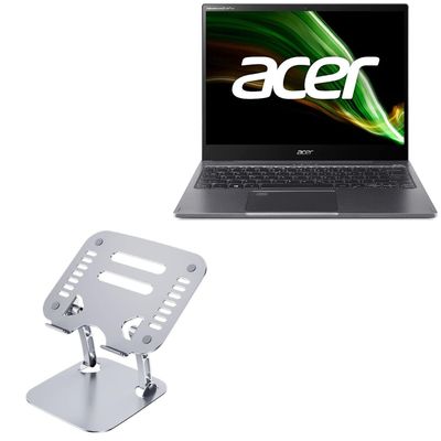 BoxWave Stand and Mount Compatible with Acer Spin 5 (SP513-55N) - Executive VersaView Laptop Stand, Ergonomic Adjustable Viewing Angle Metallic Riser - Metallic Silver